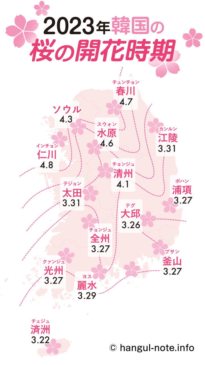 2023年韓国の桜開花・桜まつりの情報をチェック！【スマホ版】